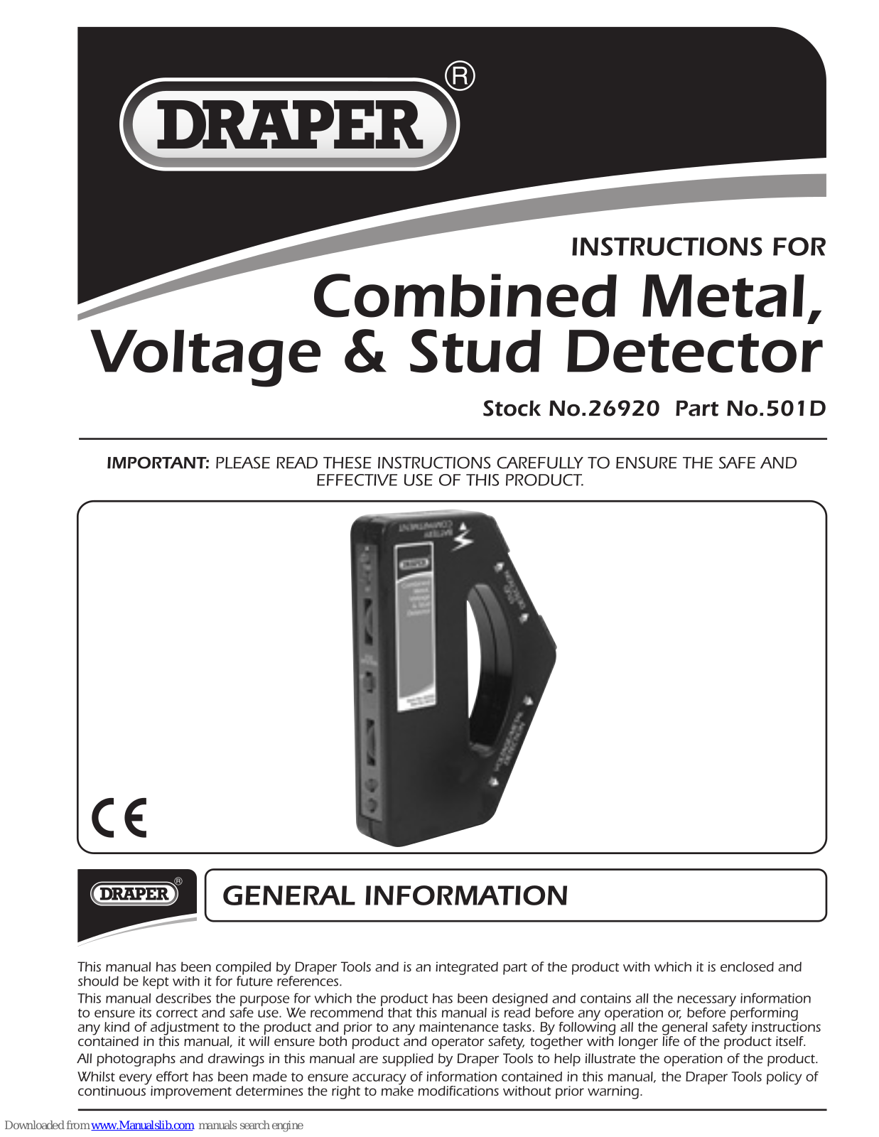 Draper 501D Instructions Manual - ManualMachine.com