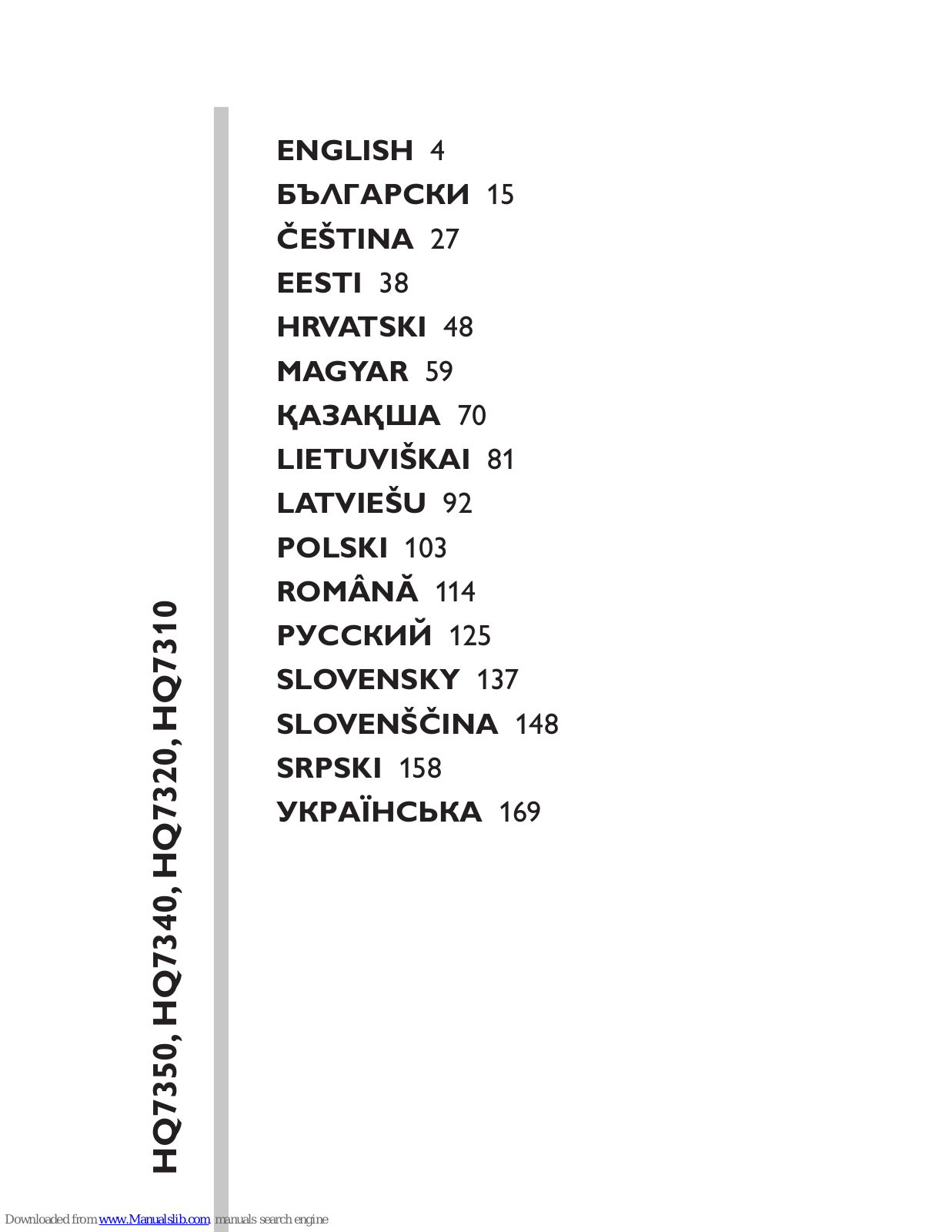 Philips HQ7310/16, HQ7350/16, HQ7340/16, HQ7320/16, HQ7310/17 User Manual