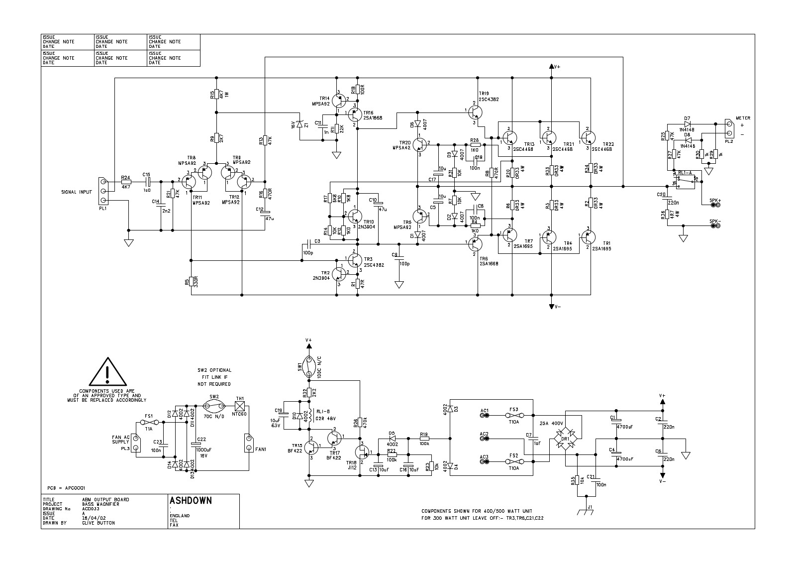 ASHDOWN APC033xA Schematic