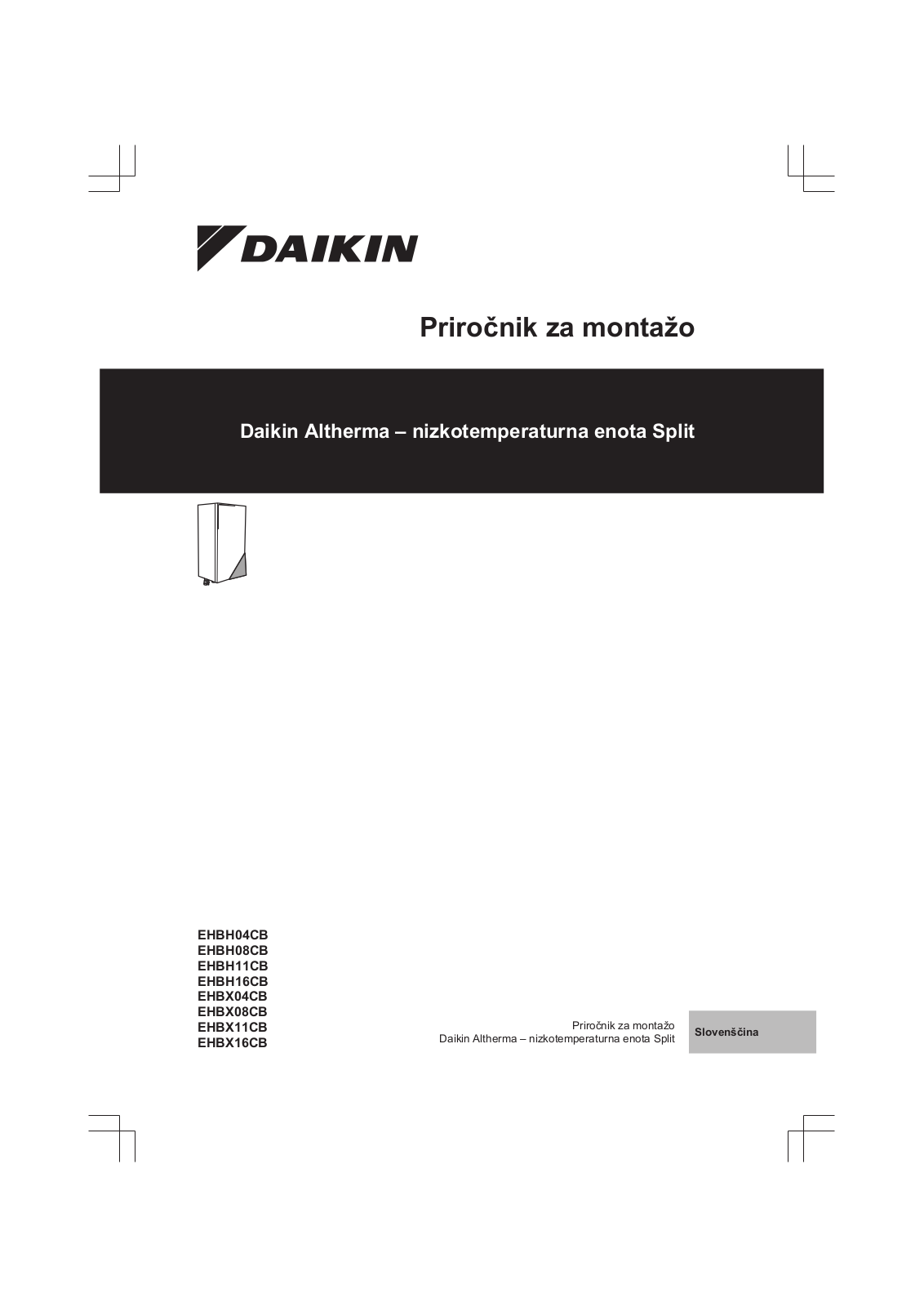 Daikin EHBH04CB, EHBH08CB, EHBH11CB, EHBH16CB, EHBX04CB Installation manual