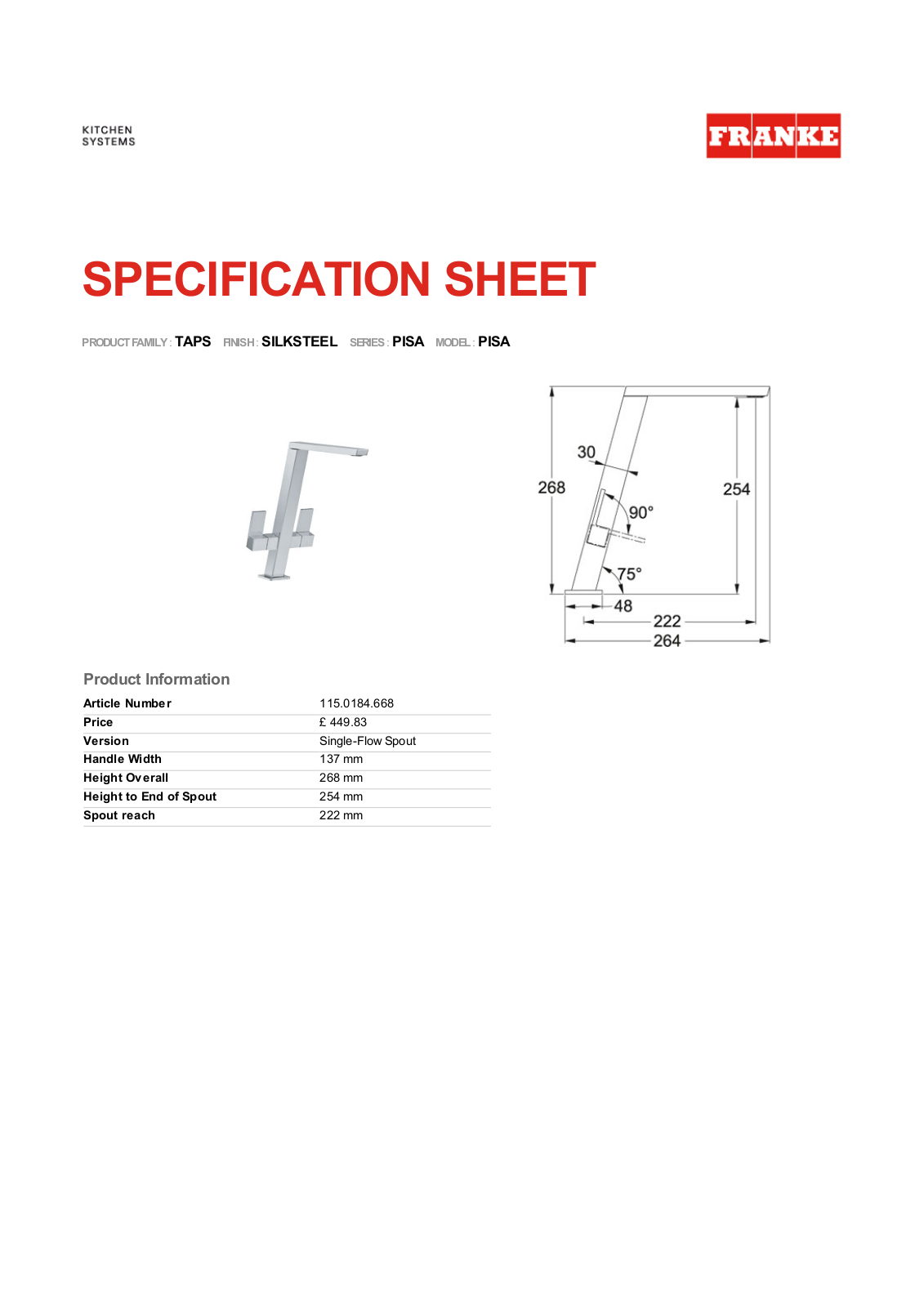 Franke Foodservice PISA User Manual