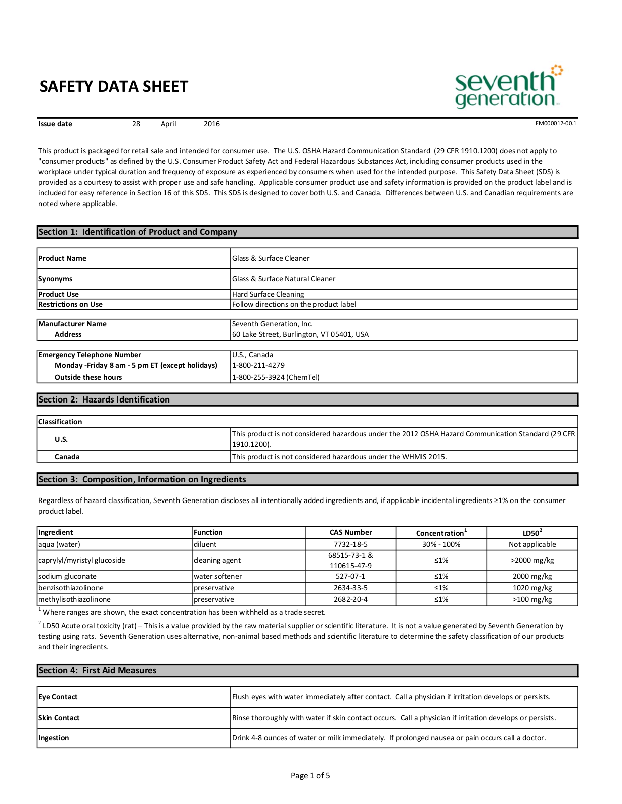 Seventh Generation 44721CT User Manual