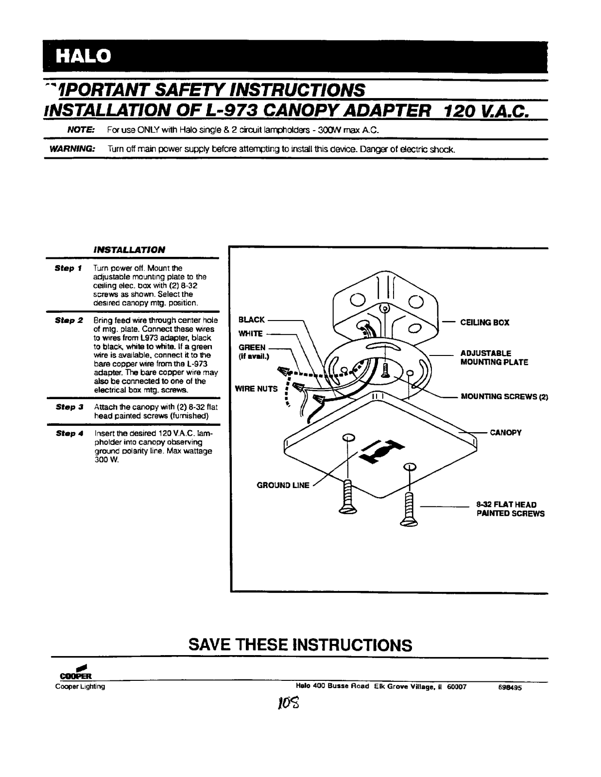 HALO L-973 Installation Manual