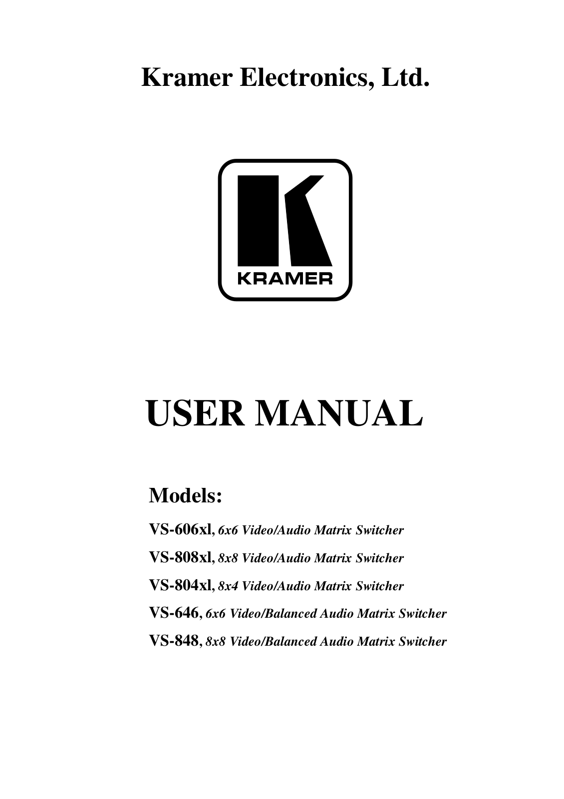 Kramer Electronics VS-848 User Manual