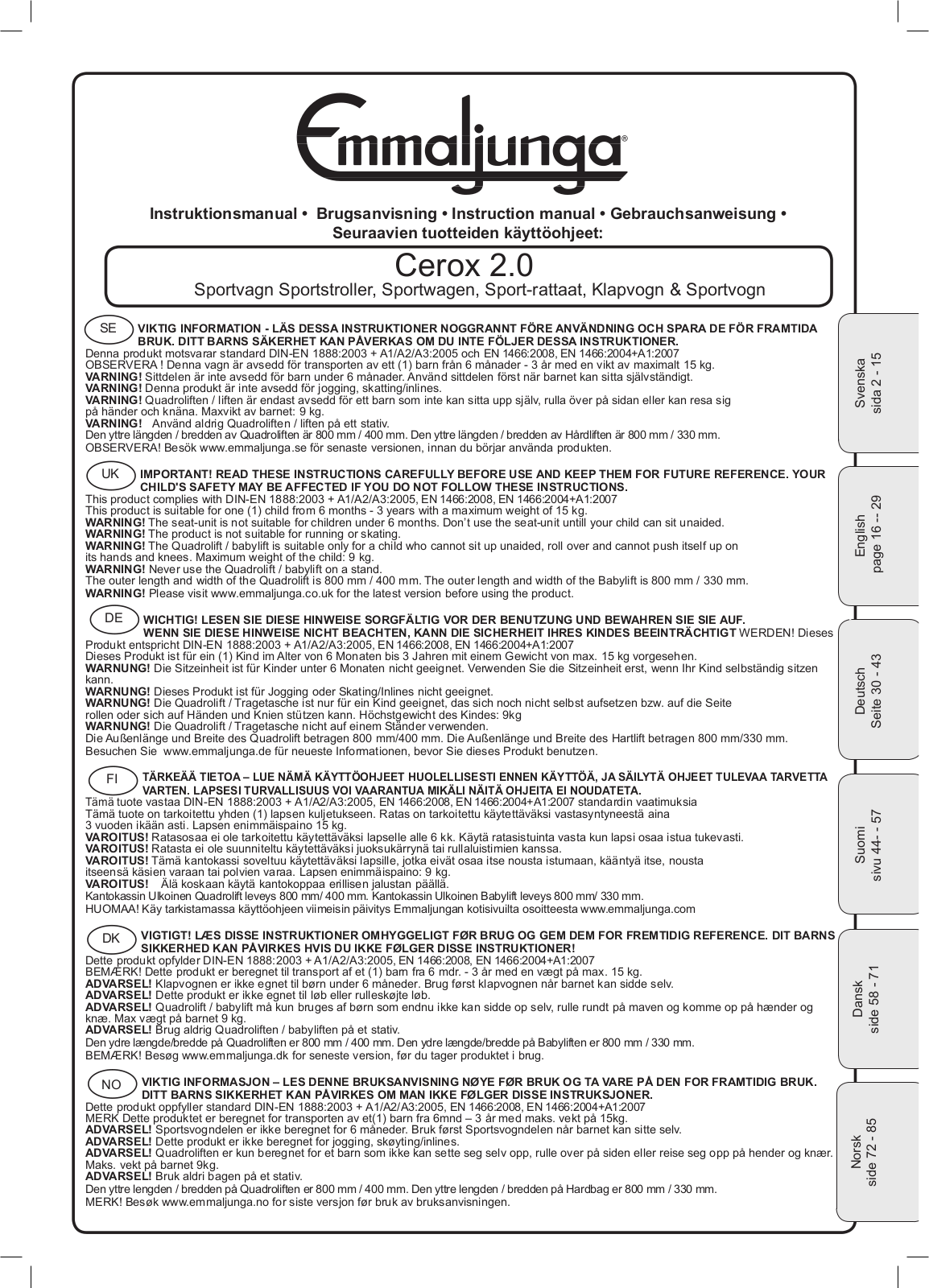 Emmaljunga Cerox 2.0 User Manual - ManualMachine.com