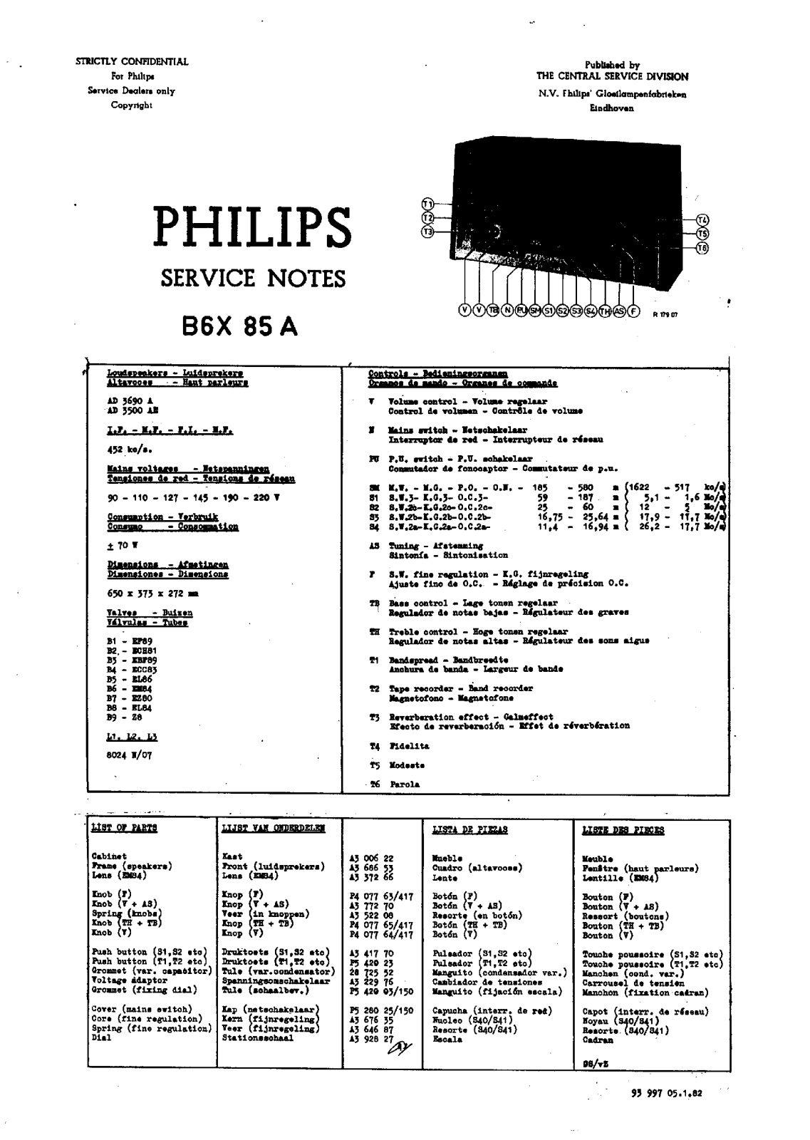Philips B-6-X-85-A Service Manual