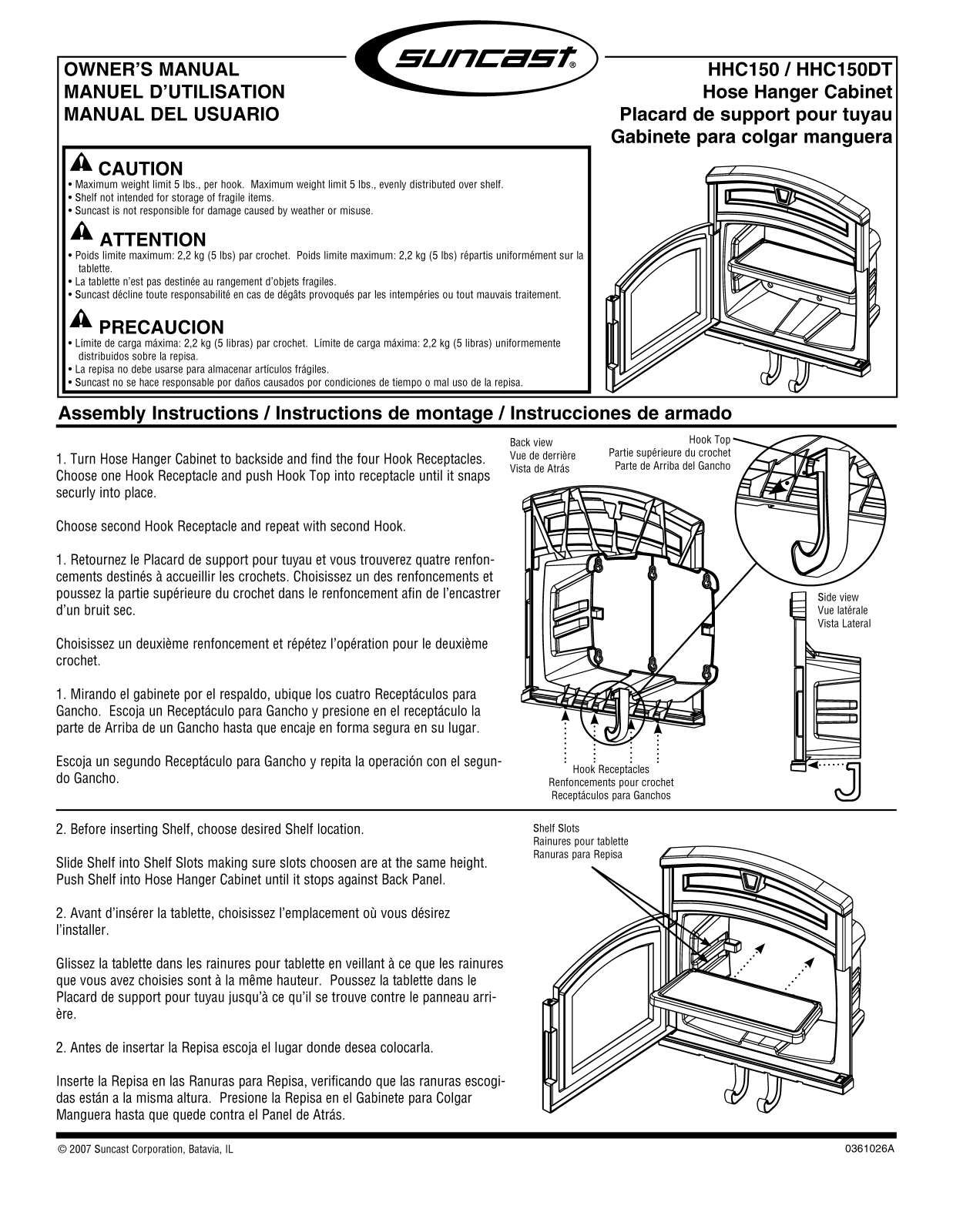 Suncast HHC150, HHC150DT User Manual - ManualMachine.com