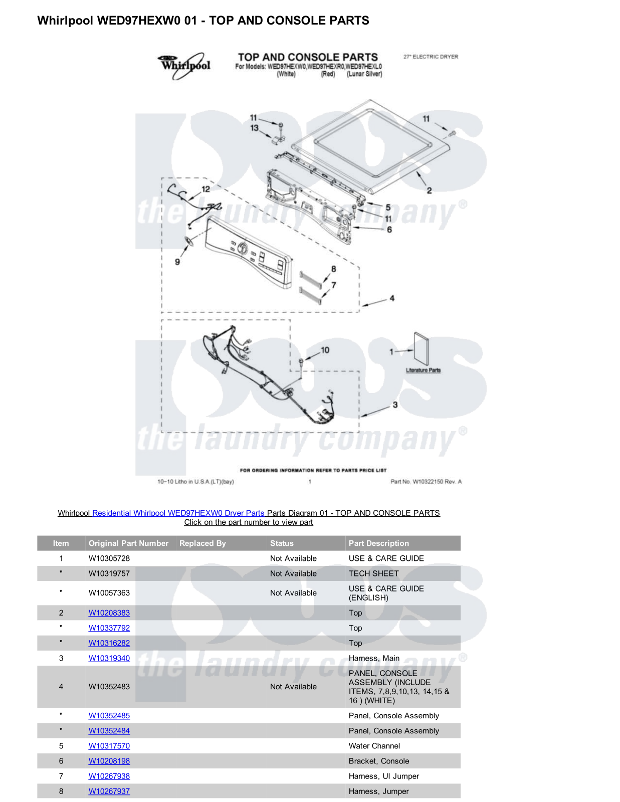 Whirlpool WED97HEXW0 Parts Diagram