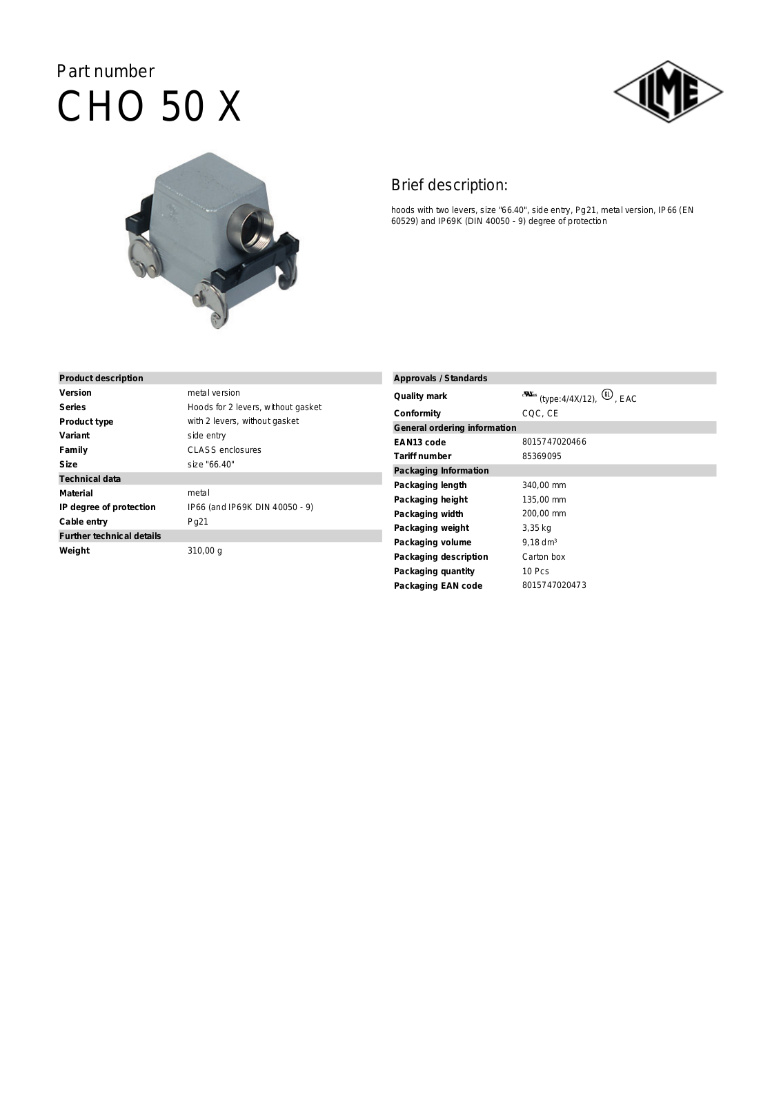 ILME CHO-50X Data Sheet