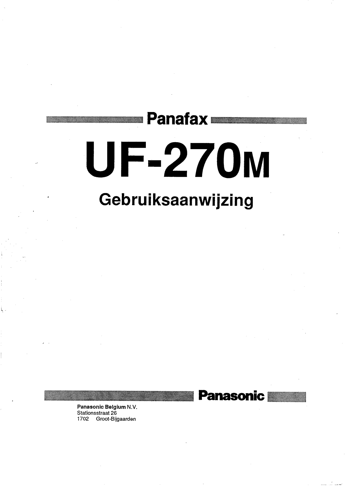 Panasonic UF-270 User Manual