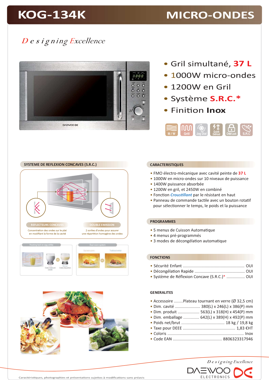 Daewoo KOG-134K product sheet