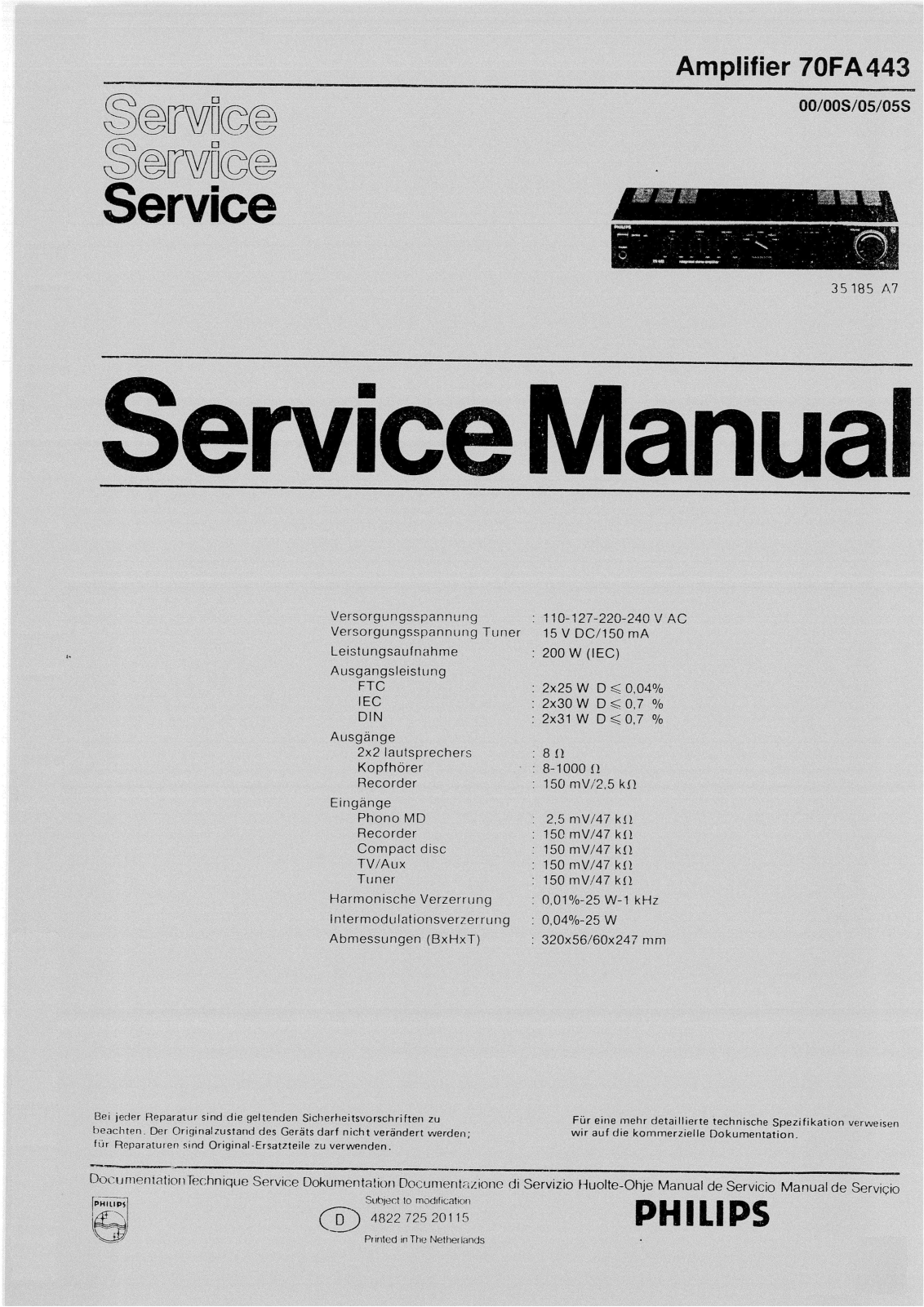 Philips FA-443 Service manual