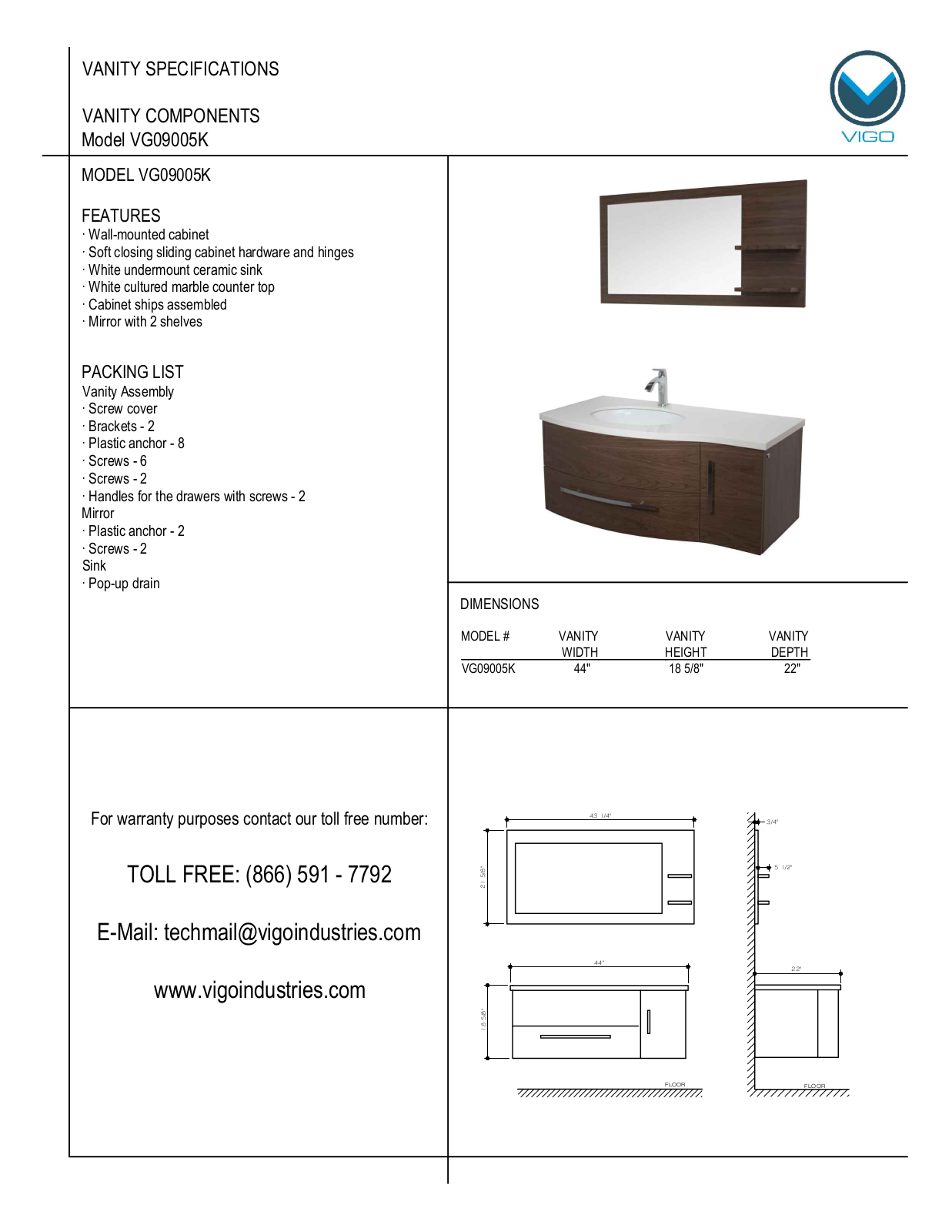 Vigo VG0905K User Manual