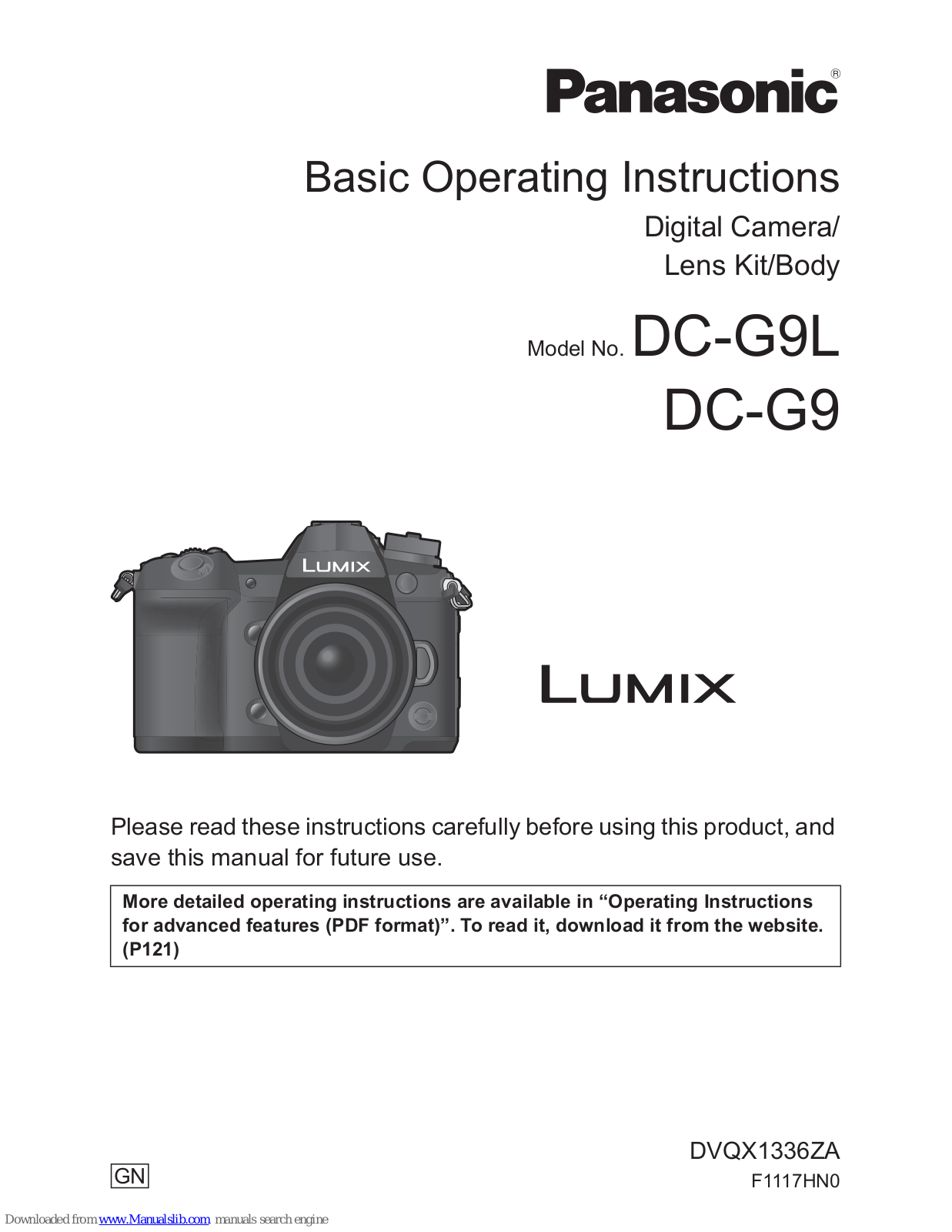 Panasonic Lumix DC-G9, Lumix DC-G9L Basic Operating Instructions Manual