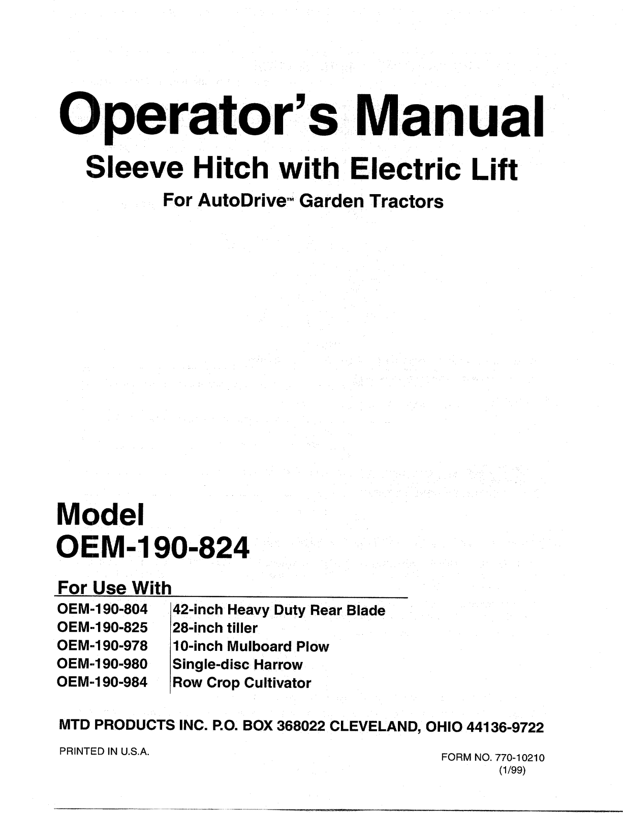 Mtd OEM-190-824 owners guide