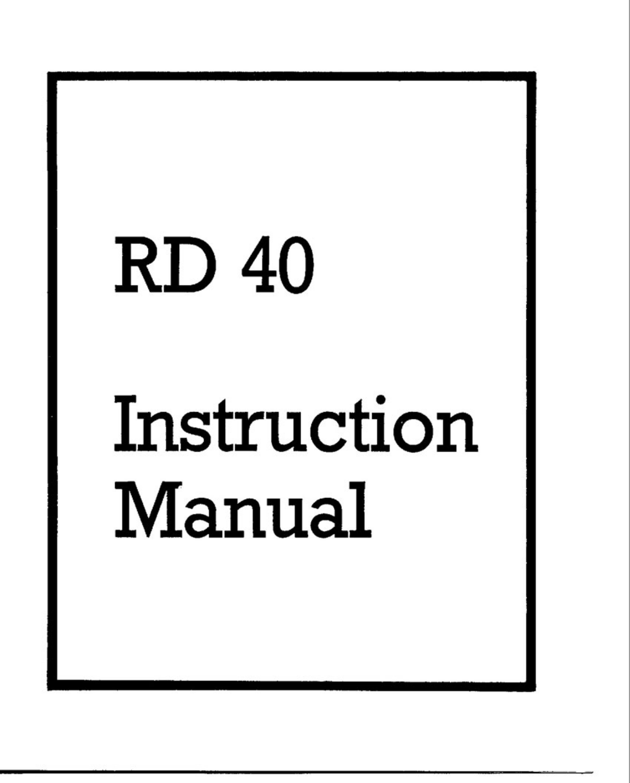 Ariston RD-40 Owners manual
