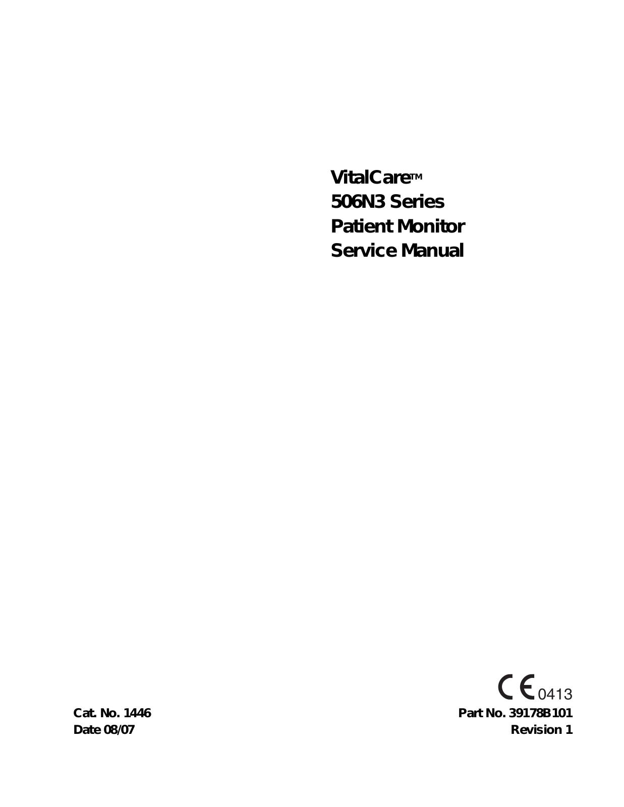 Criticare Systems 506NVP3, 506NV3, 506NTP3, 506NT3, 506LNVP3 Service Manual