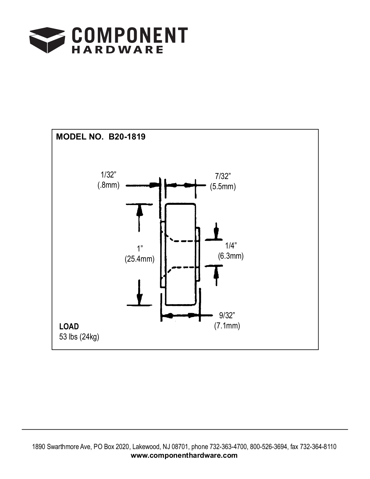 Component Hardware B20-1819 User Manual