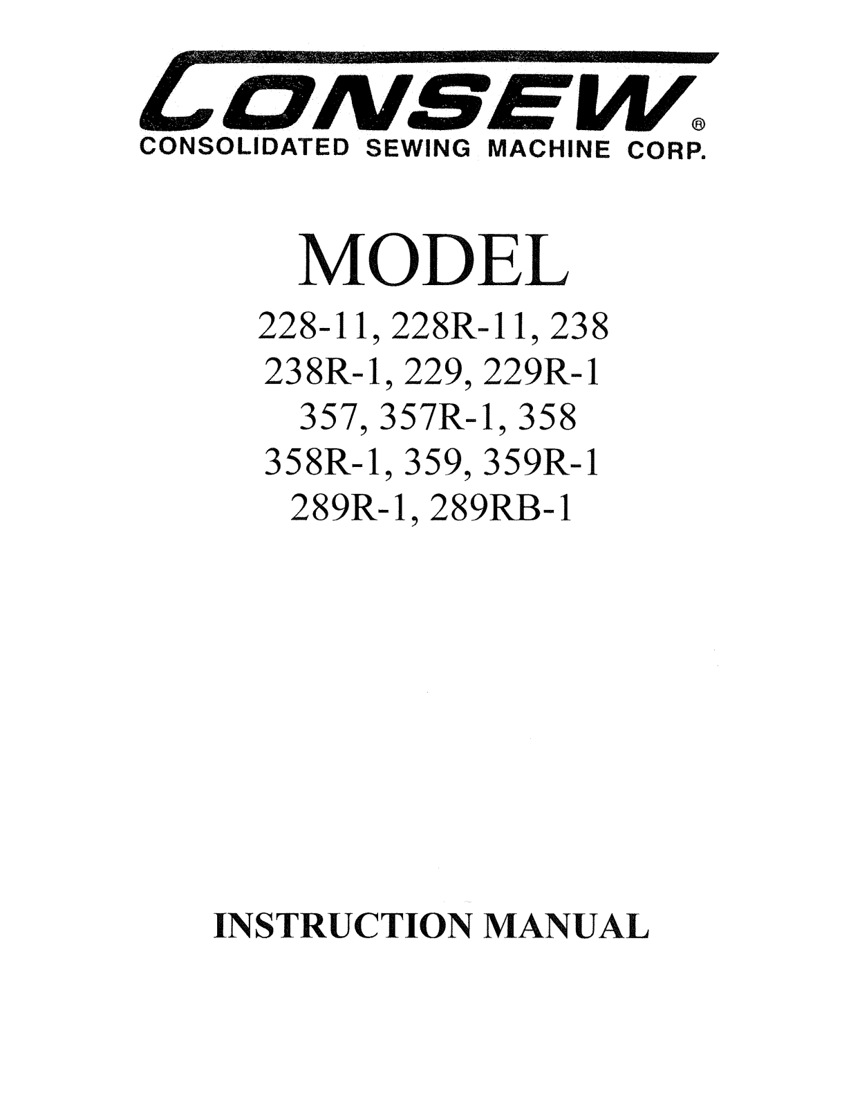 Consew 328-11, 228R-11, 238, 238R-1, 229 Instruction Manual