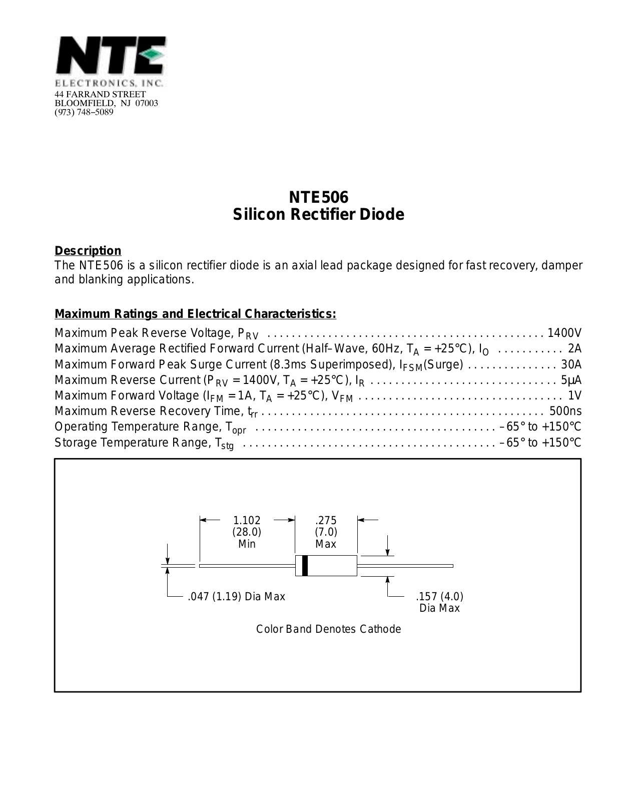 Datasheet NTE506 Datasheet (NTE) - ManualMachine.com