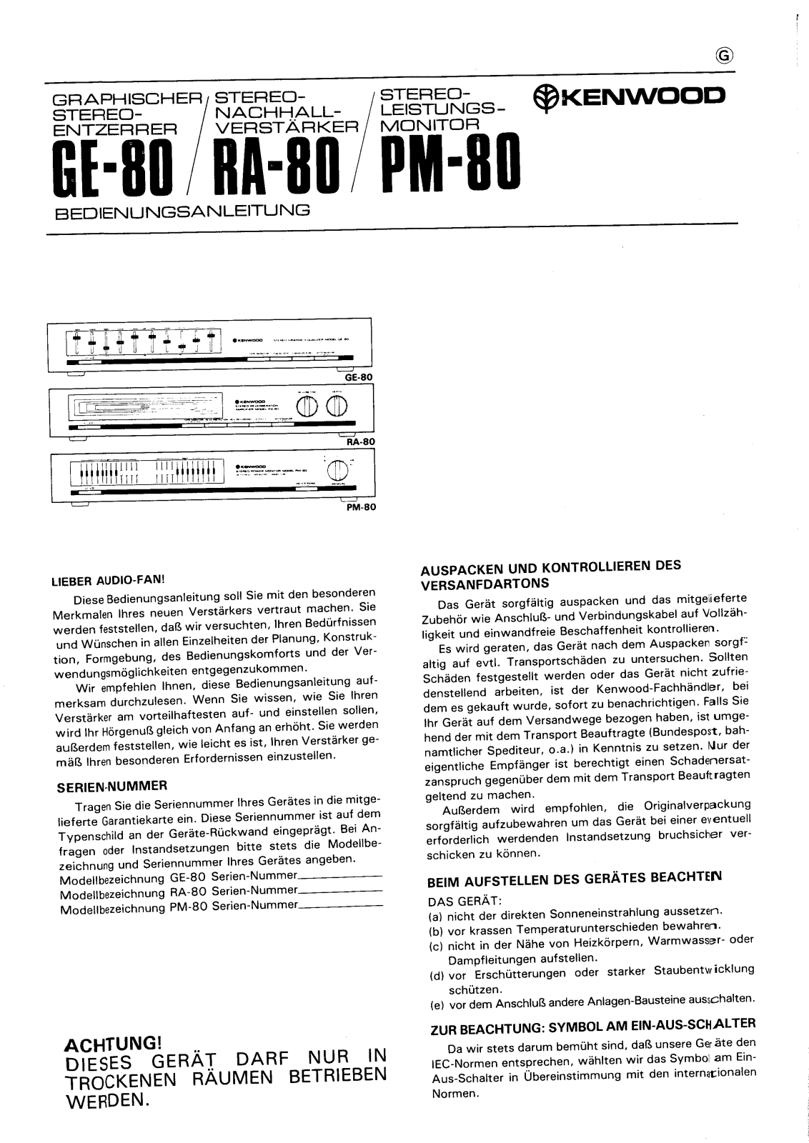 Kenwood RA-80 Owners manual