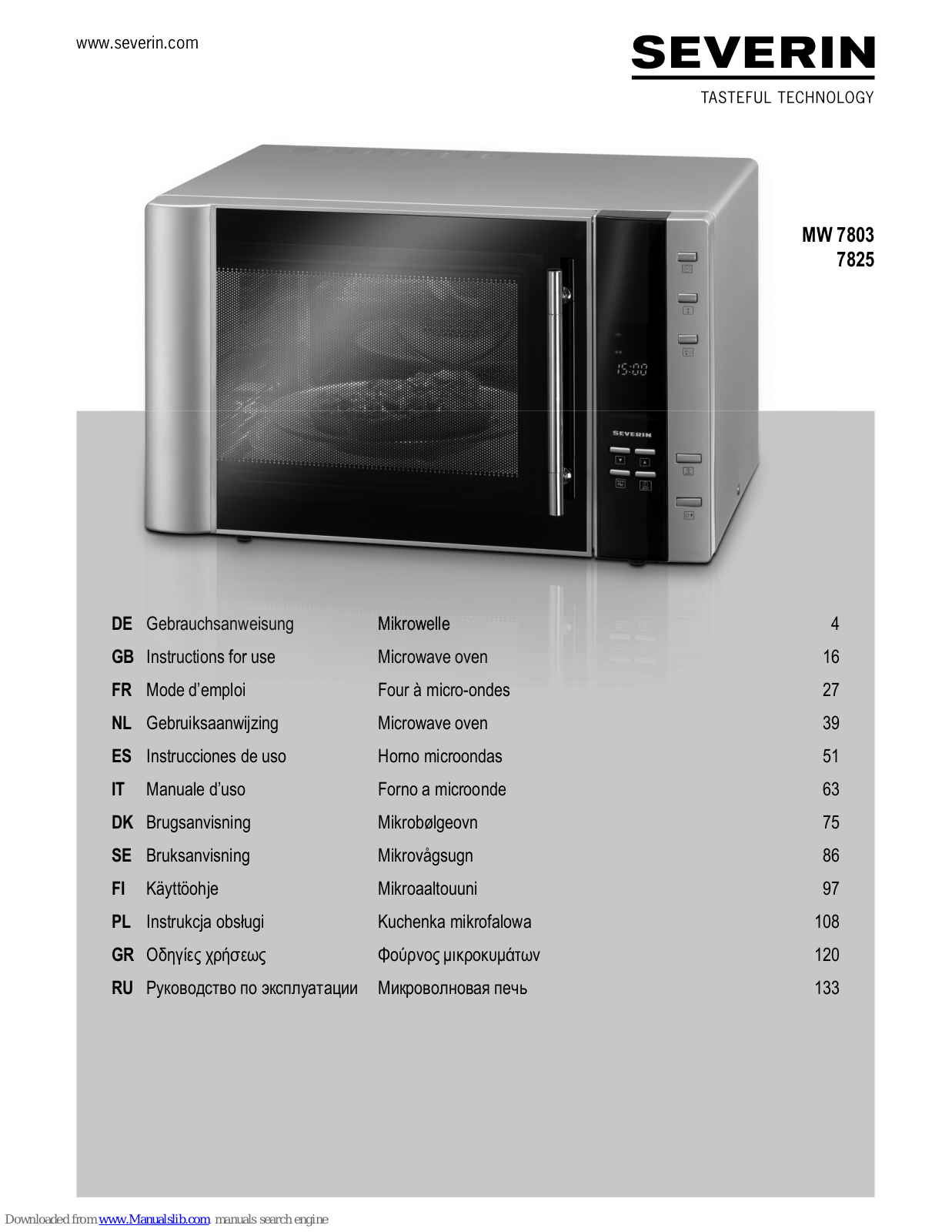 SEVERIN MW 7803,MW 7825 Instructions For Use Manual