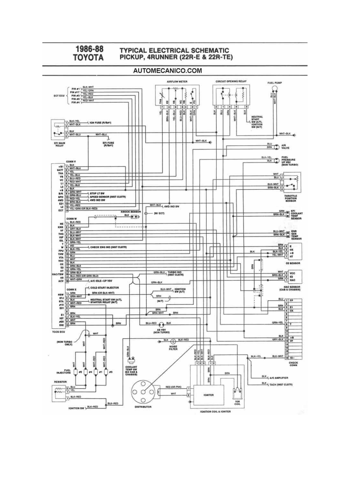 Toyota Pick UP 22R 4-9 D22R4 Diagram