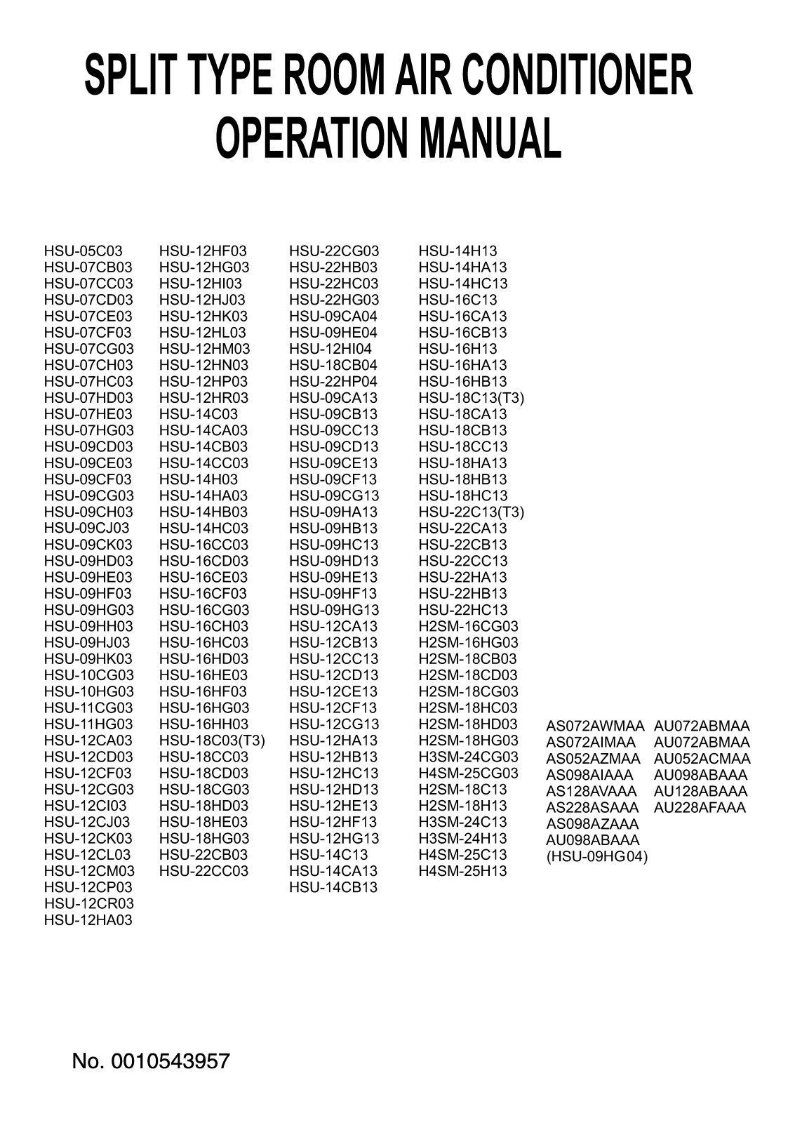 Haier HSU-09CC13, HSU-12HI04, HSU-18CB04, HSU-05C03, HSU-09CA04 User Manual