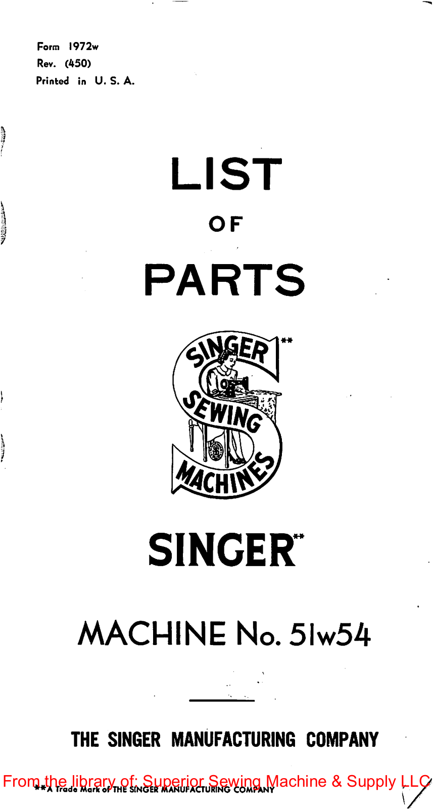 Singer 51W54 Manual
