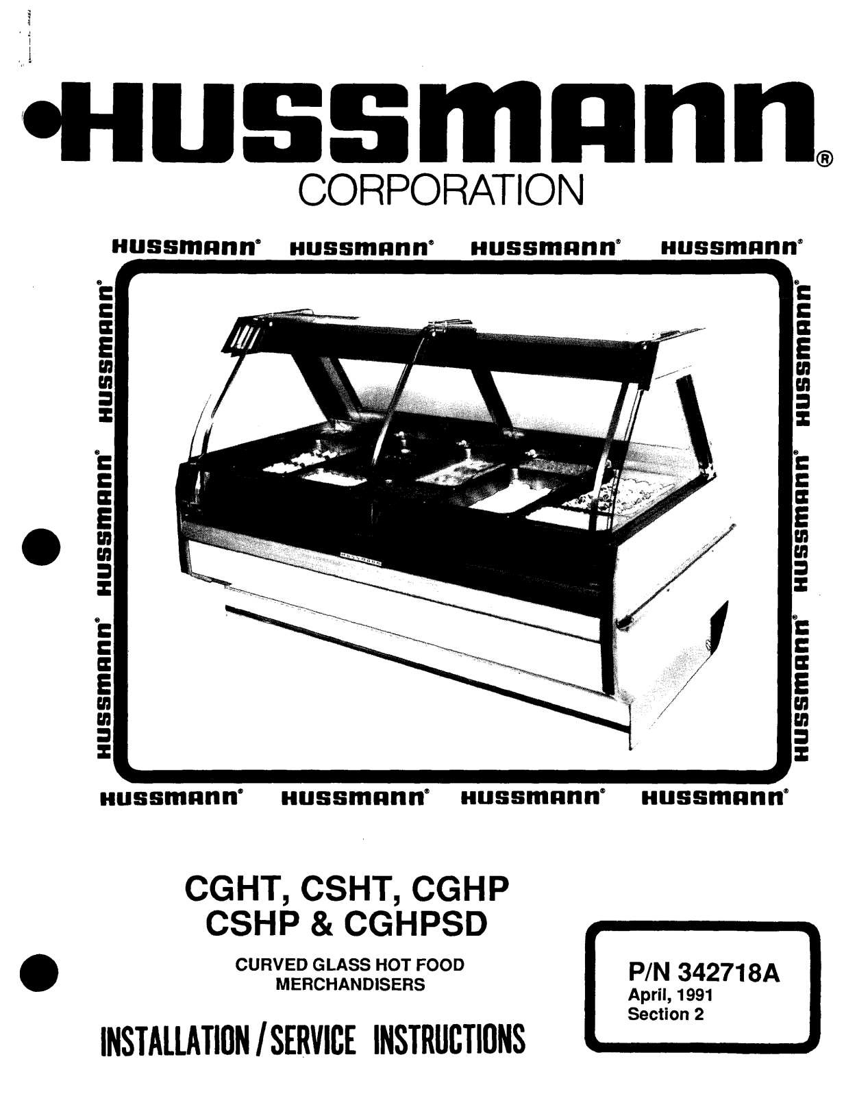 Hussmann CGHT, CSHT, CGHP, CSHP, CGHPSD Install Manual