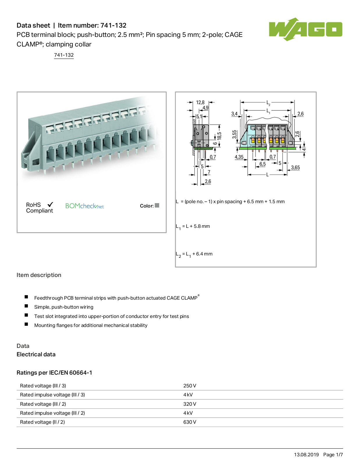 Wago 741-132 Data Sheet