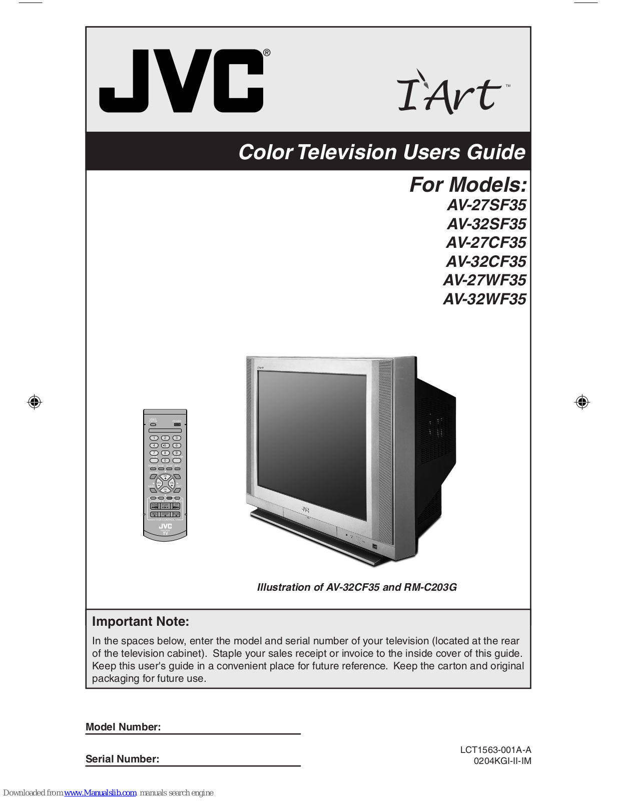 JVC I'Art AV-27CF35, I'Art AV-27SF35, I'Art AV-27WF35, I'Art AV-32CF35, I'Art AV-32SF35 User Manual