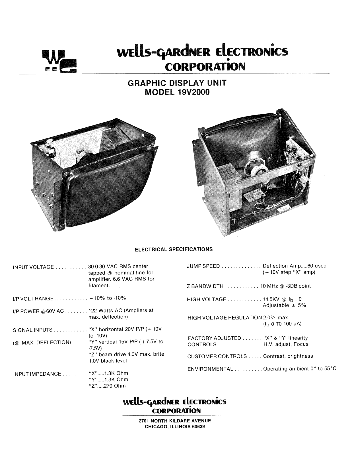 Wells-Gardner 19V2000 XY User Guide