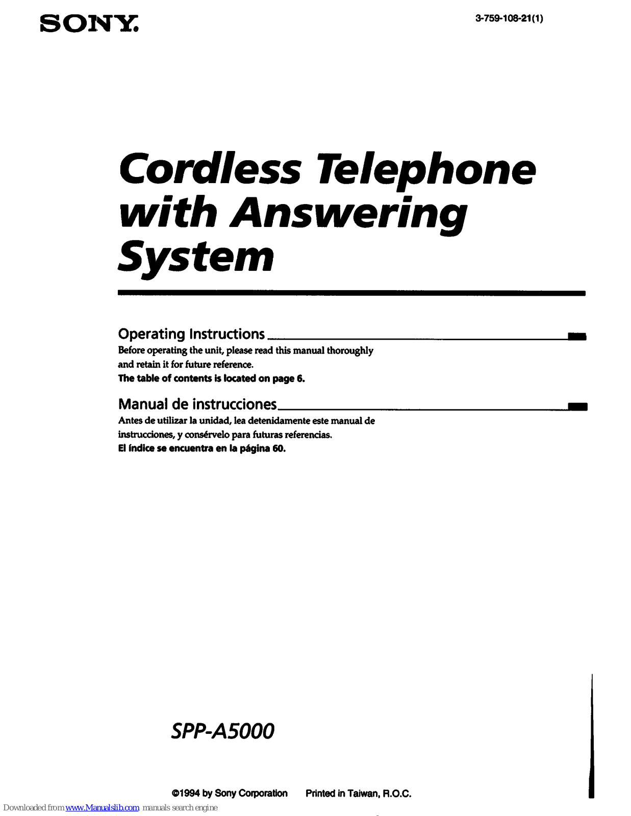 Sony SPP-A5000 Primary Operating Instructions Manual - ManualMachine.com