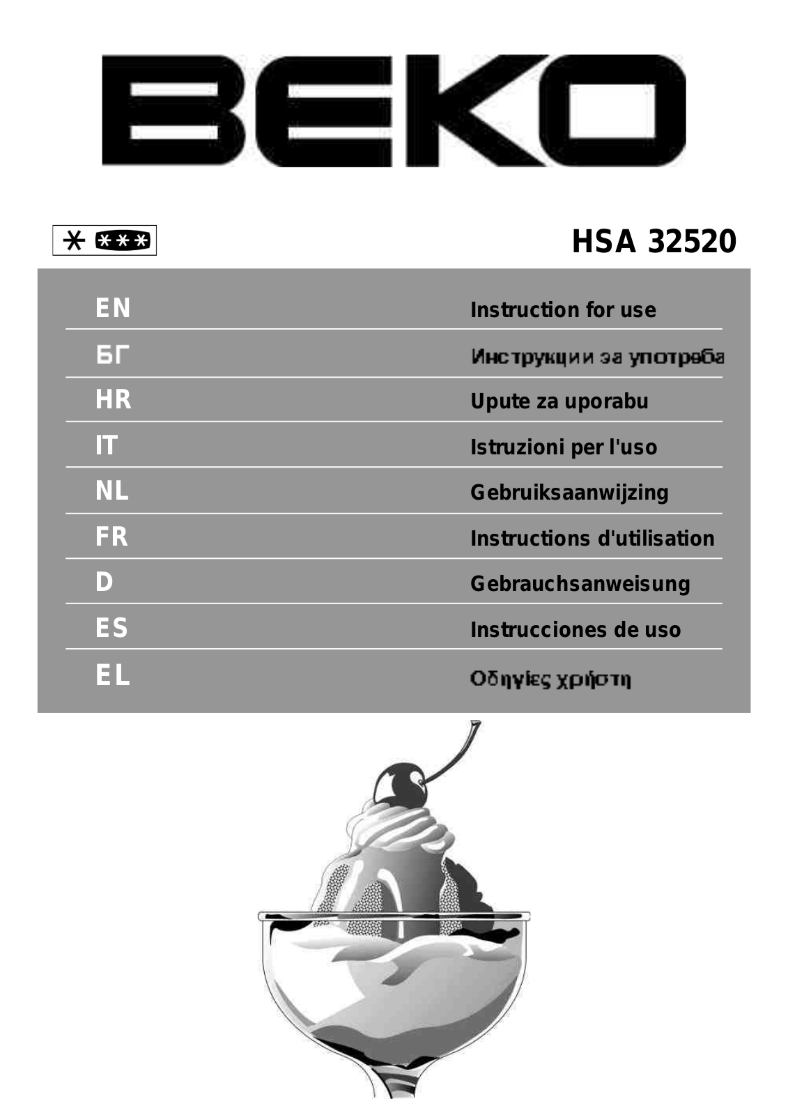 Beko HSA 32520 User manual