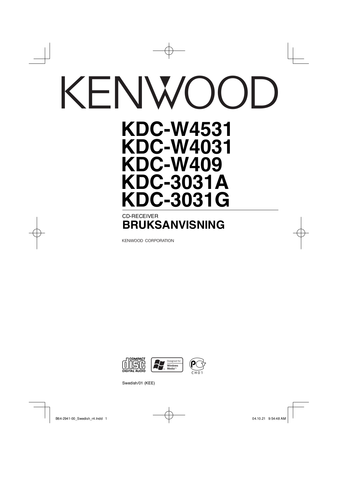 Kenwood KDC-W4031, KDC-3031A, KDC-W409, KDC-W4531, KDC-3031G User Manual