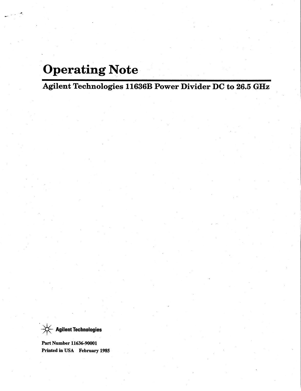 Agilent Technologies 11636B User Manual