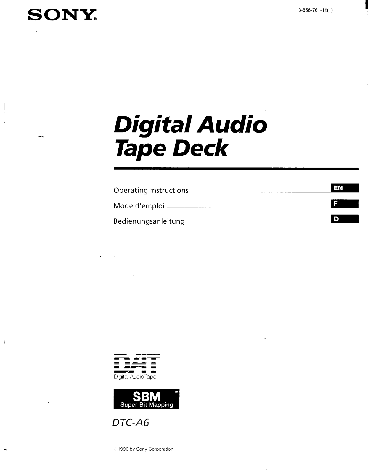 Sony DTC-A6 Operating manual