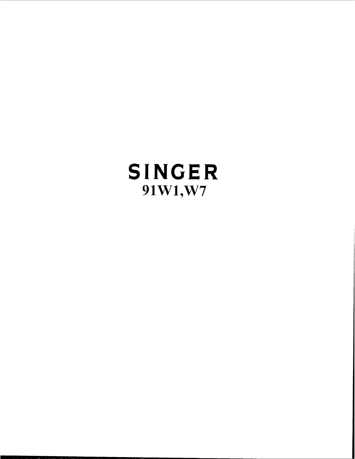 SINGER 91W1, 91W7 Parts List