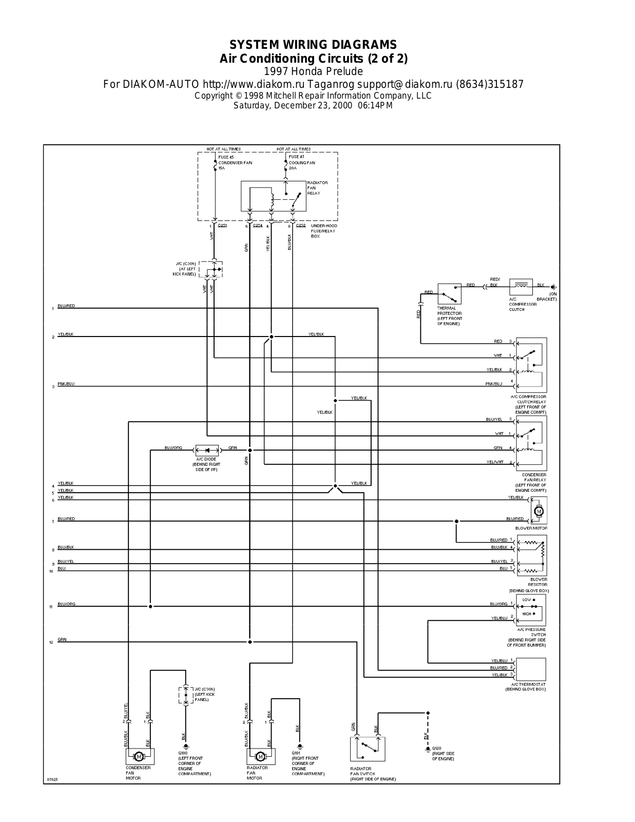 Honda Prelude 1997-1999 Wire Diagrams  17462