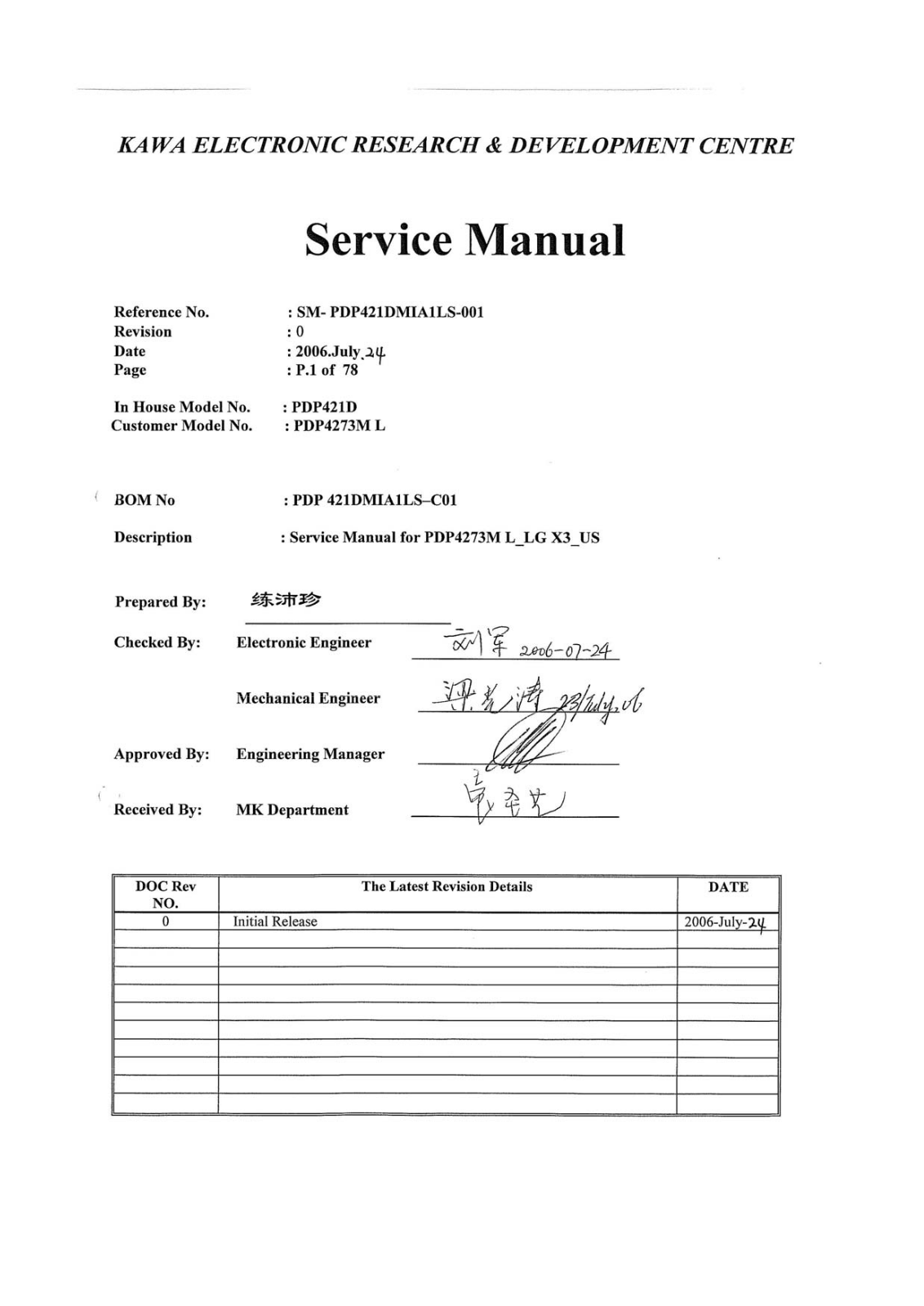 Akai PDP4273ML Service Manual