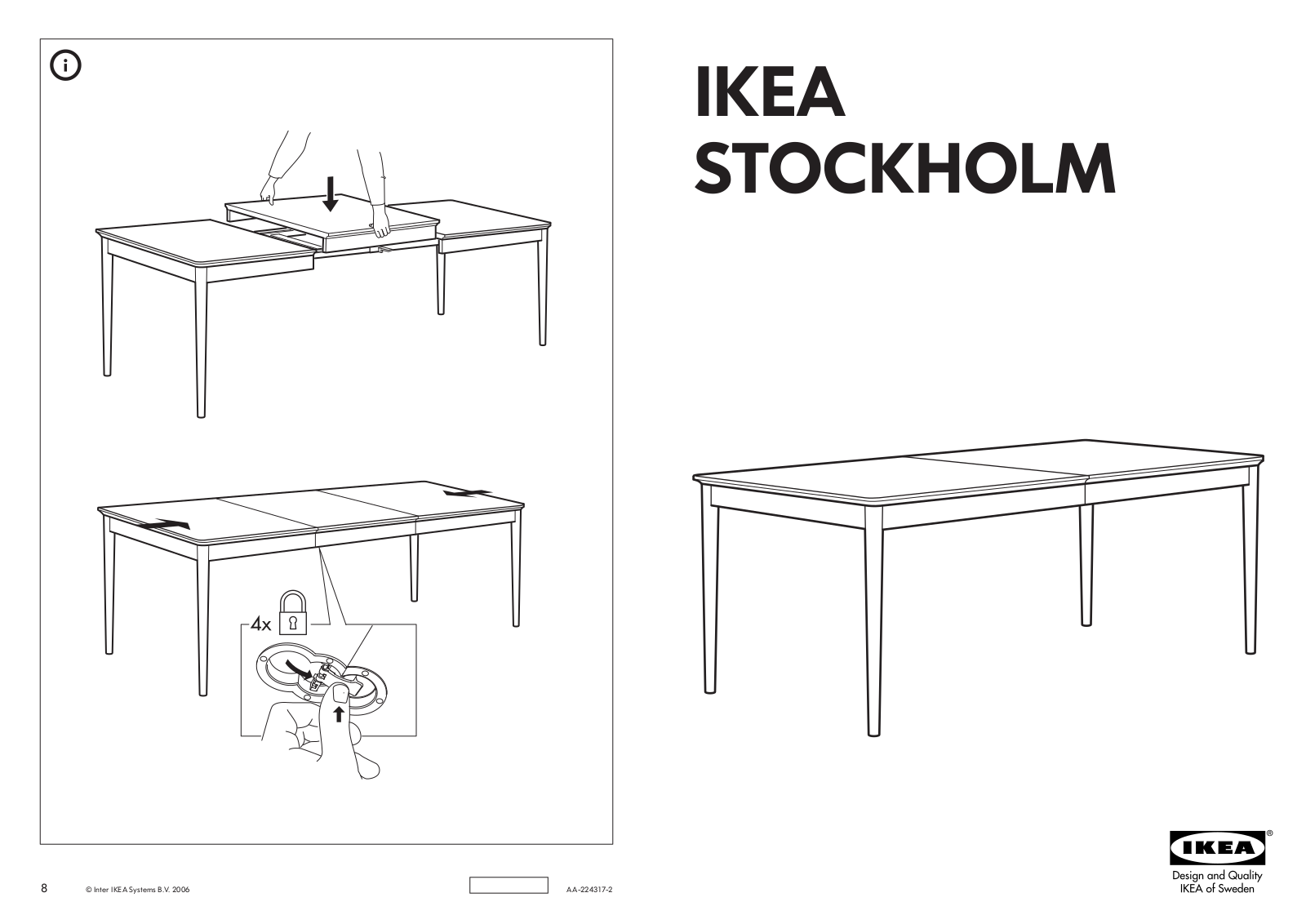 IKEA STOCKHOLM DINING TABLE 71-93X35 Assembly Instruction