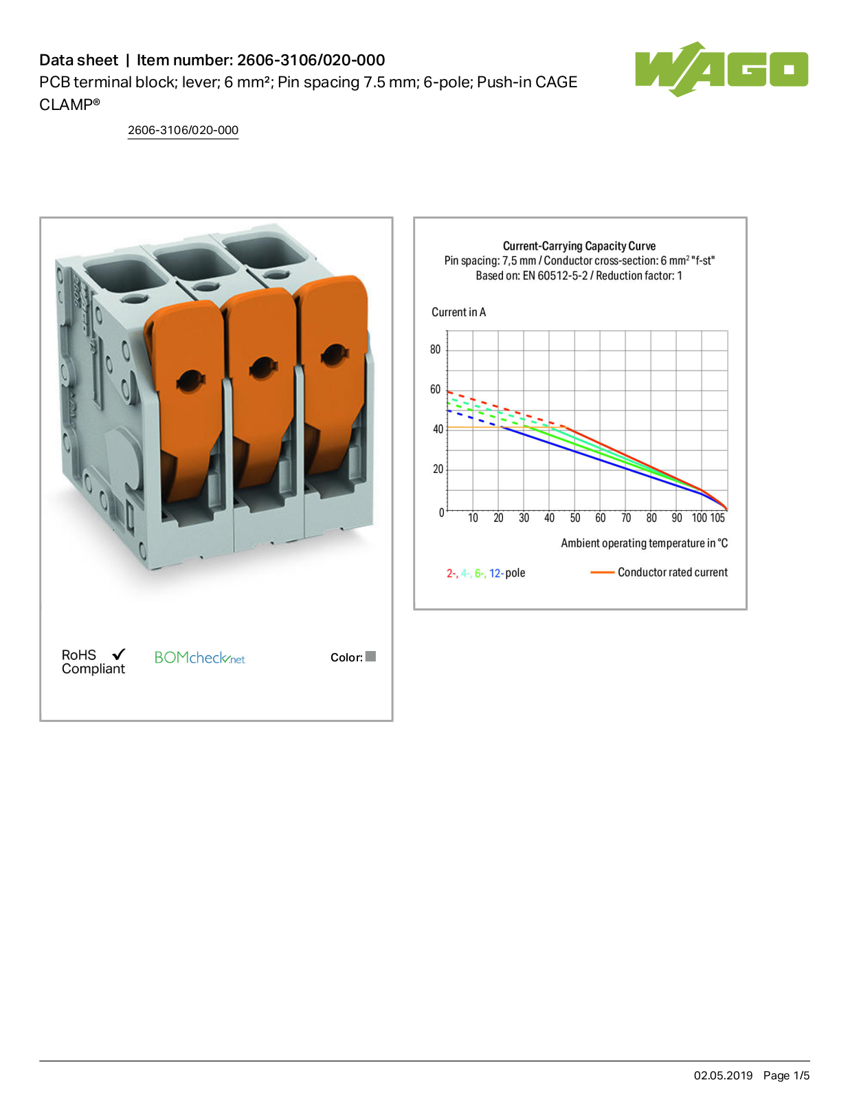 Wago 2606-3106/020-000 Data Sheet