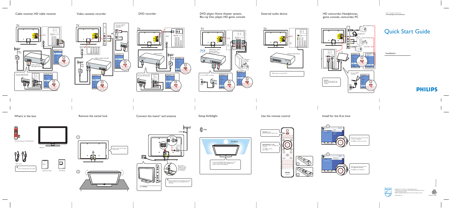 Philips 52PFL7803D/78 Quick Start Guide