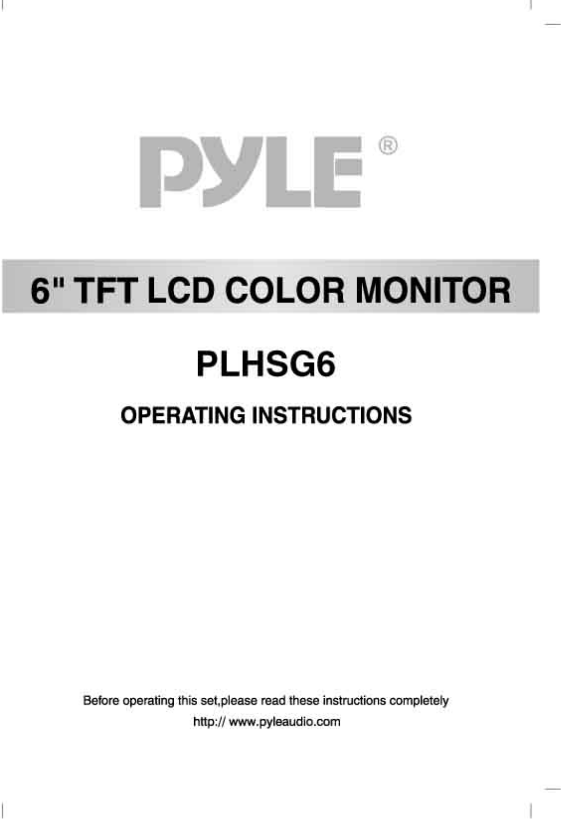 Pyle PLVHS-6-G Owners manual