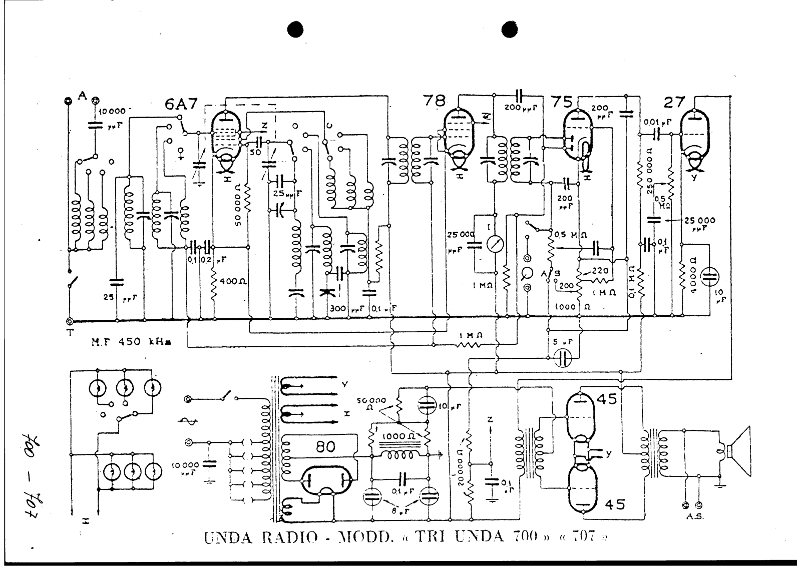 Unda Radio 700, 707 schematic