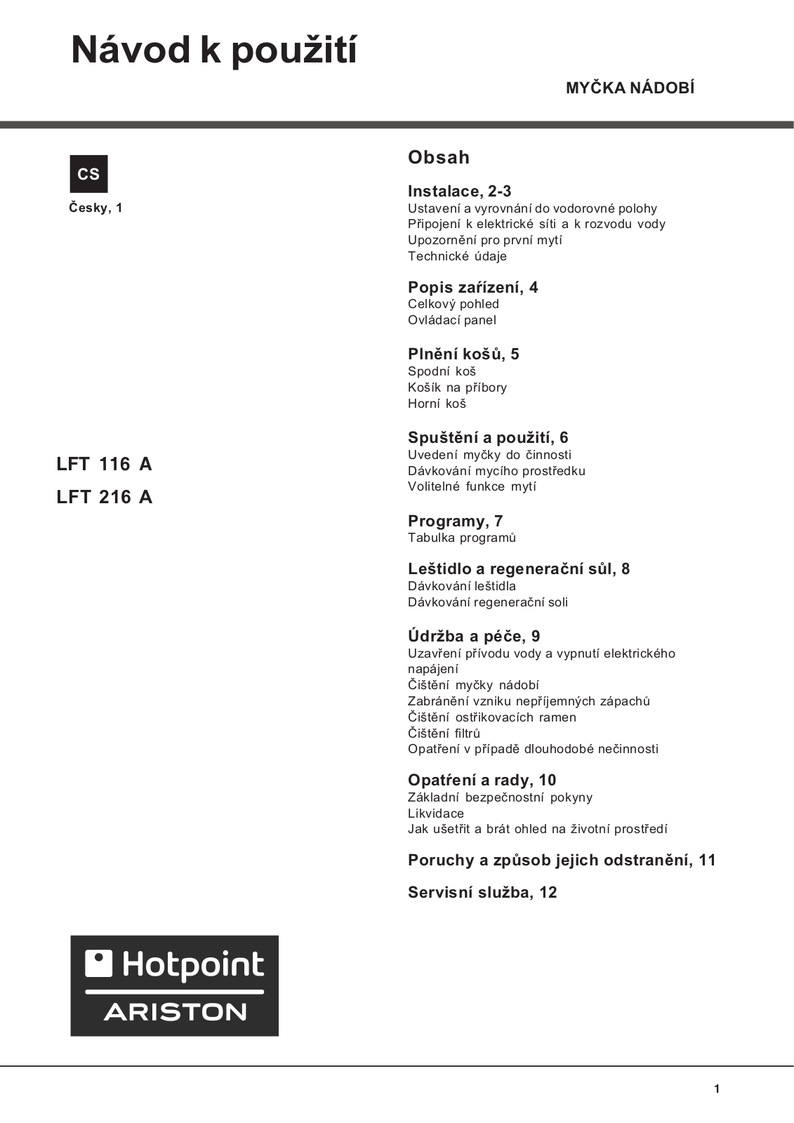 Hotpoint-Ariston LFT216A User Manual