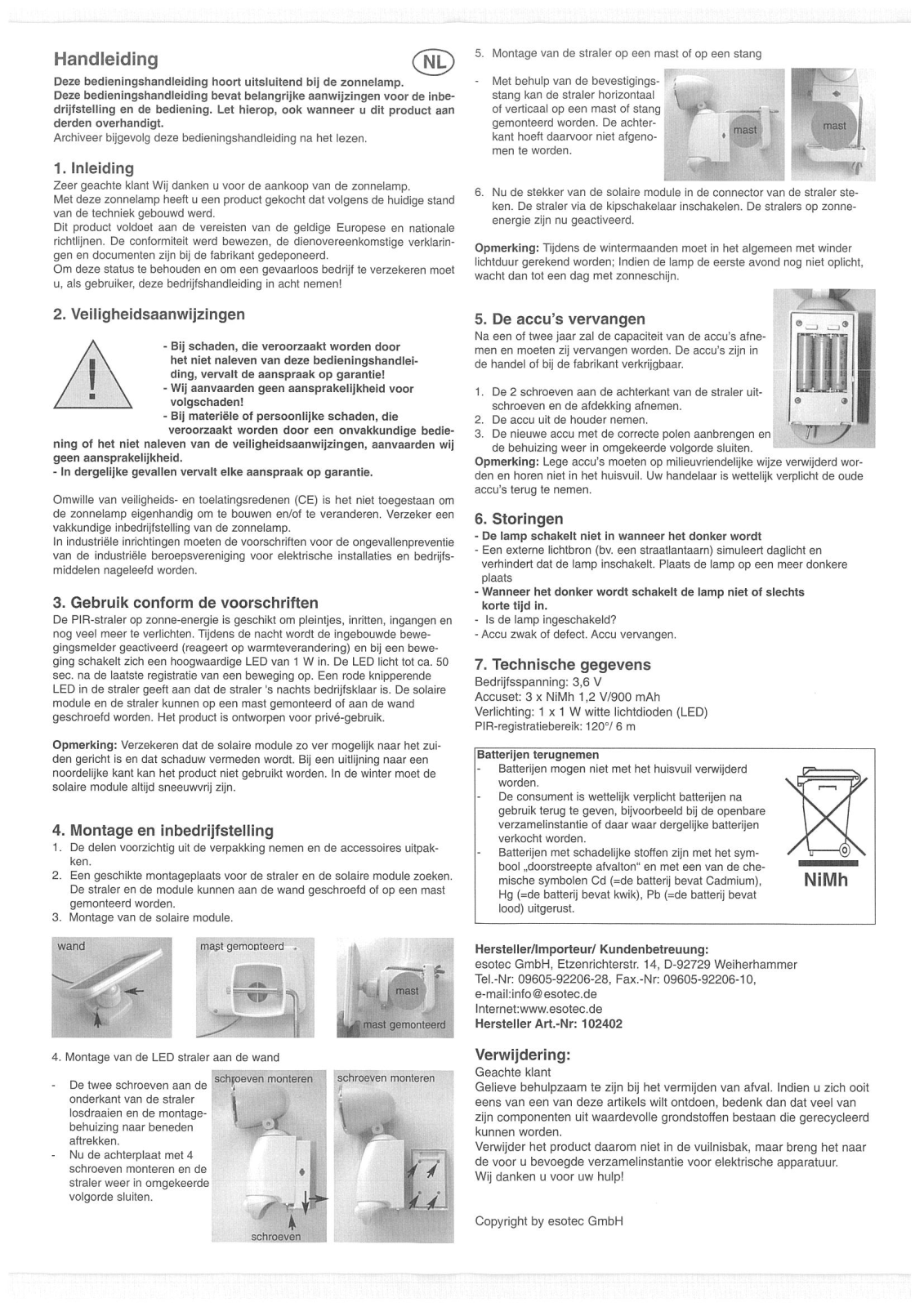 Esotec 102402 Operating Manual