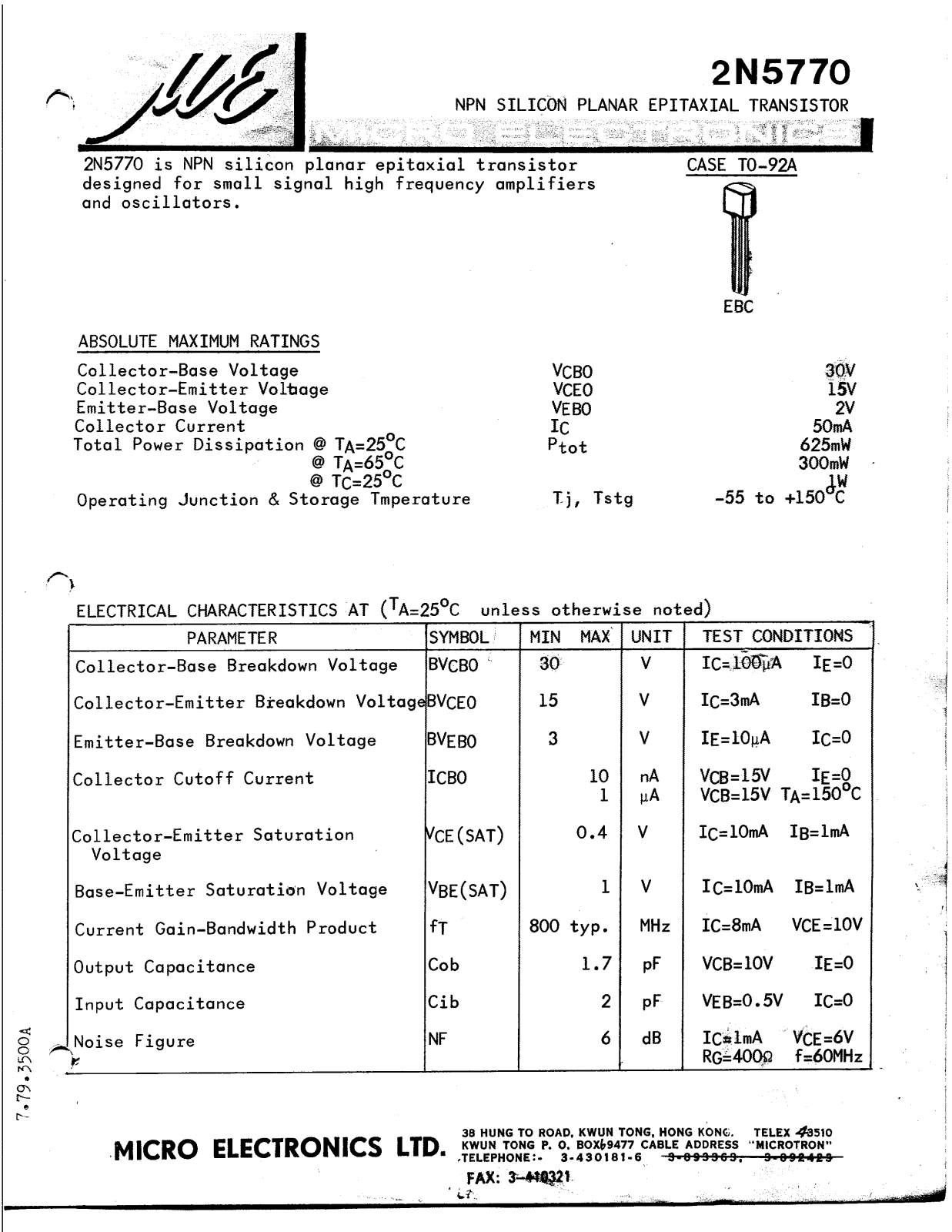 ME 2N5770 Datasheet