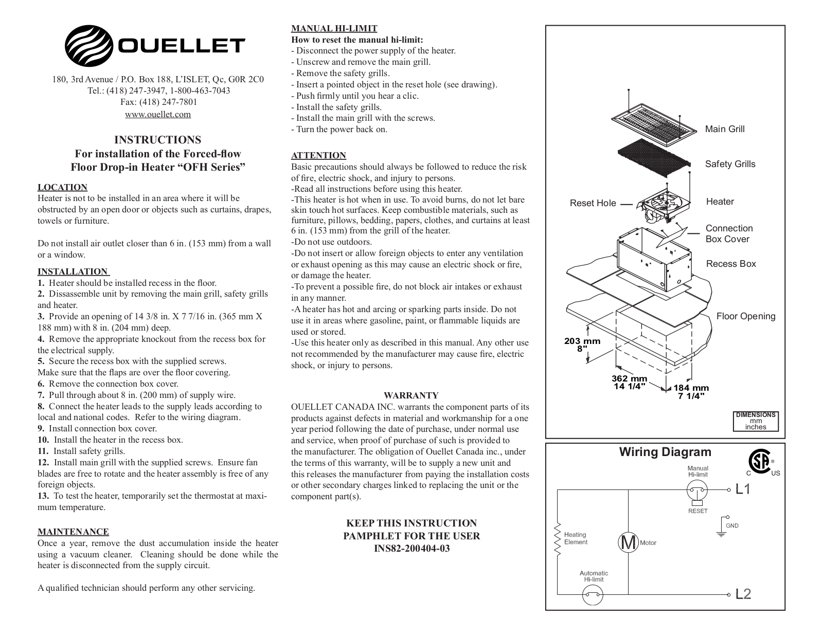 Ouellet OFH User Manual